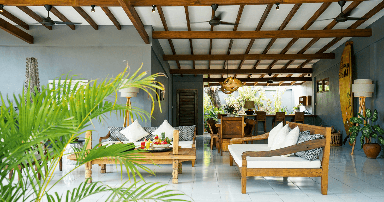 Spacious open living room in the 2-bedroom family villa at Pondok Santi Estate, with comfortable sofas and elegant furnishings.