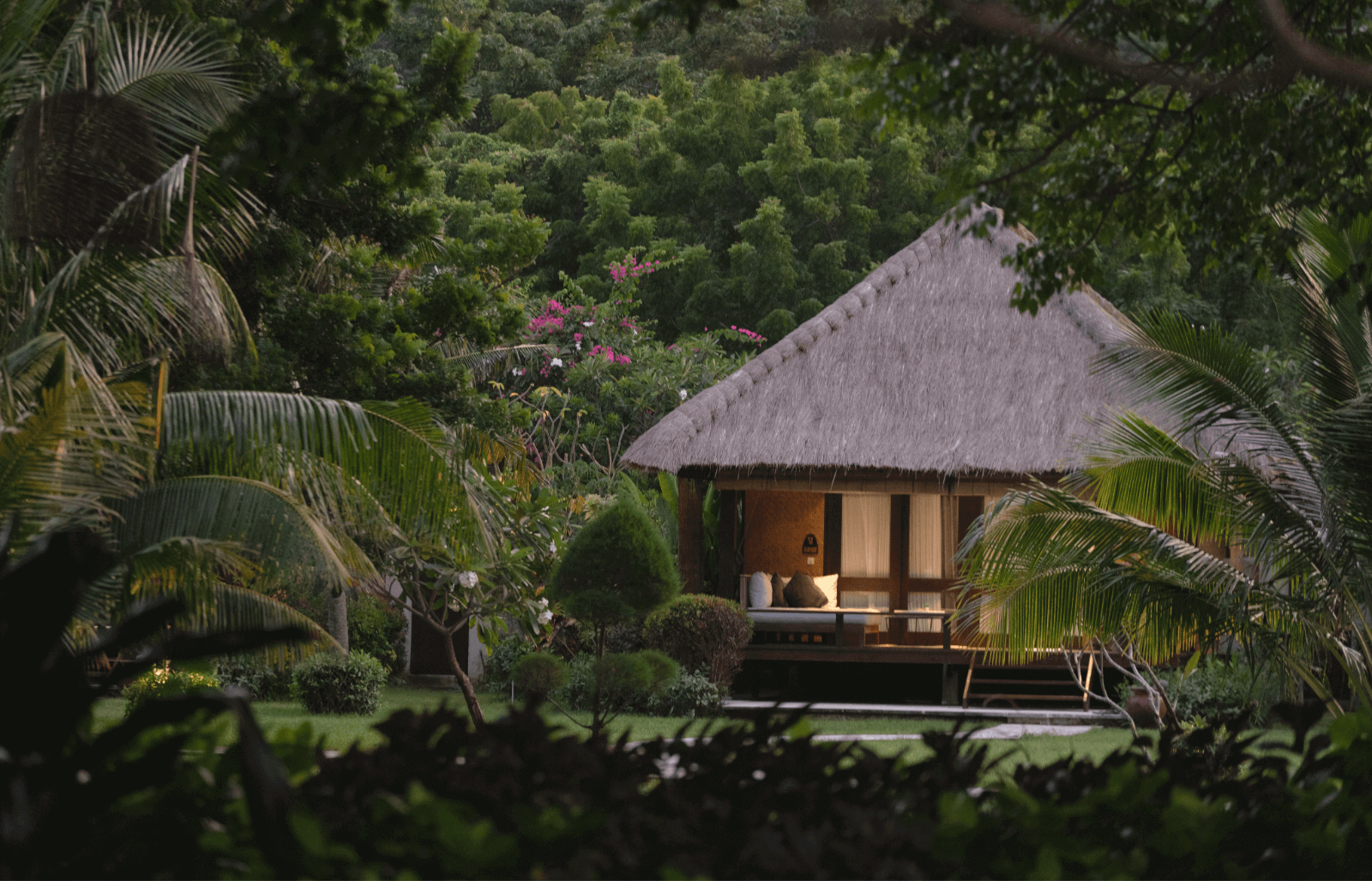 Luxury villa nestled amidst lush tropical gardens at Pondok Santi Estate, Gili Trawangan.